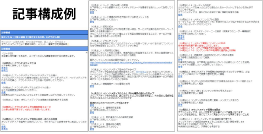コンテンツ構成案の例