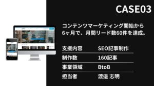 コンテンツマーケティング開始から6ヶ月で、月間リード数60件を達成。
