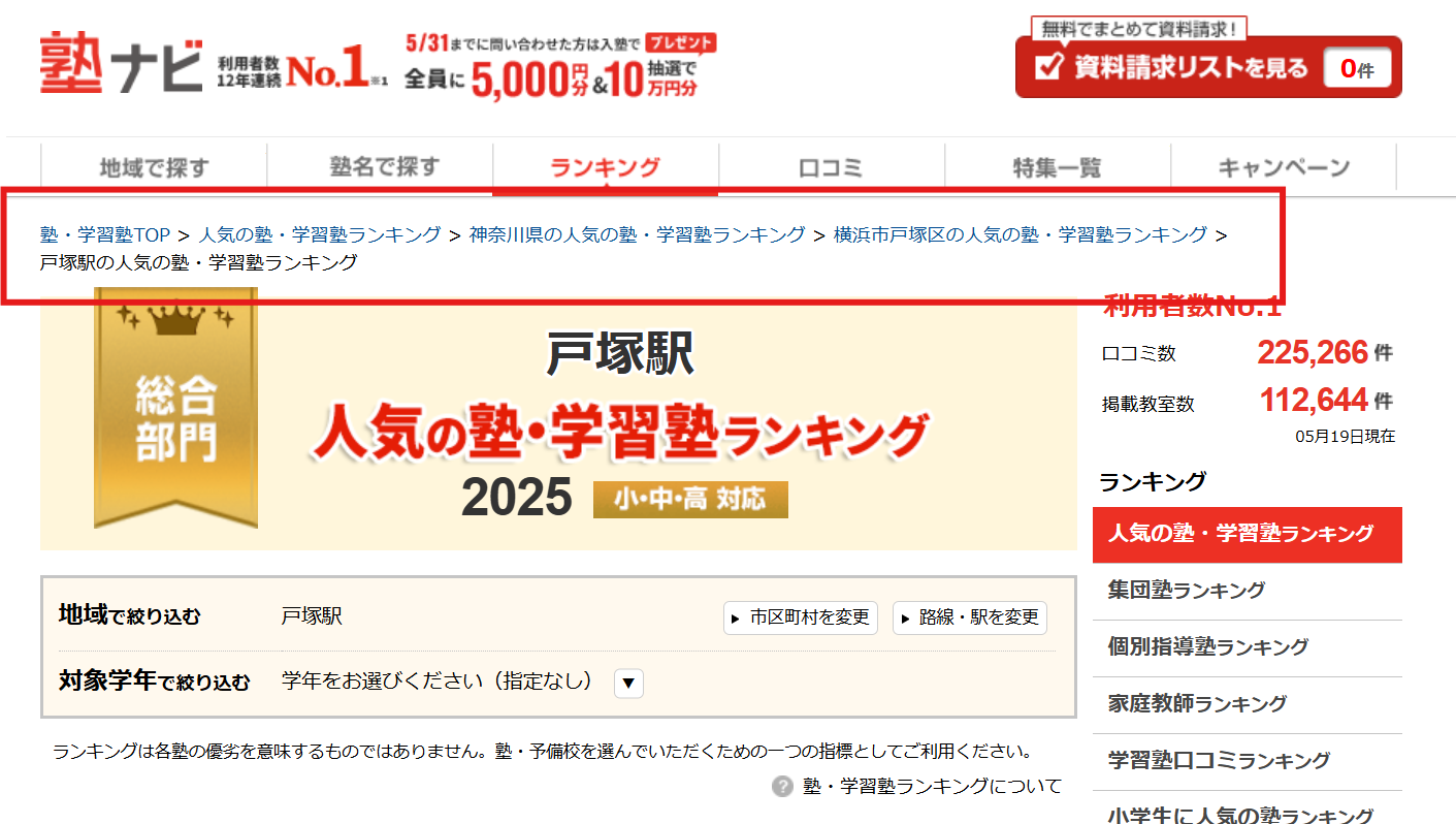 パンくずリストの例