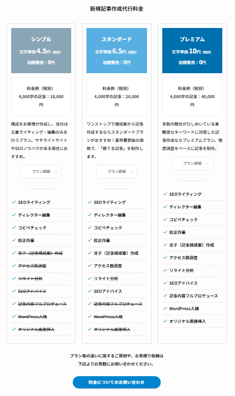 料金プランの例