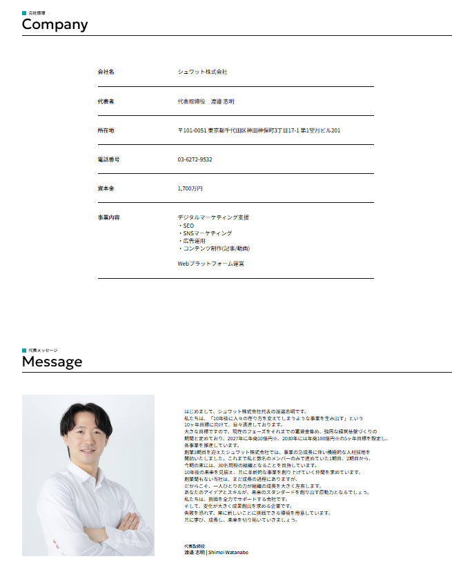 会社概要ページ