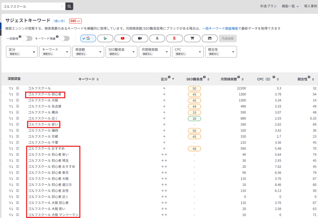 ラッコキーワードの使用例
